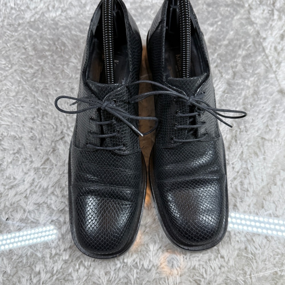 Kenneth Cole Shoes Women's 9B Vintage Black 90s Y2K Leather Block Heel Oxford - Picture 4 of 12